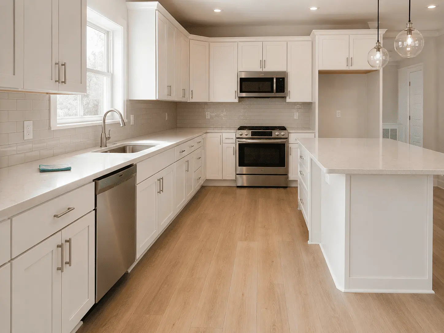 Empty kitchen cleaned and ready for handover